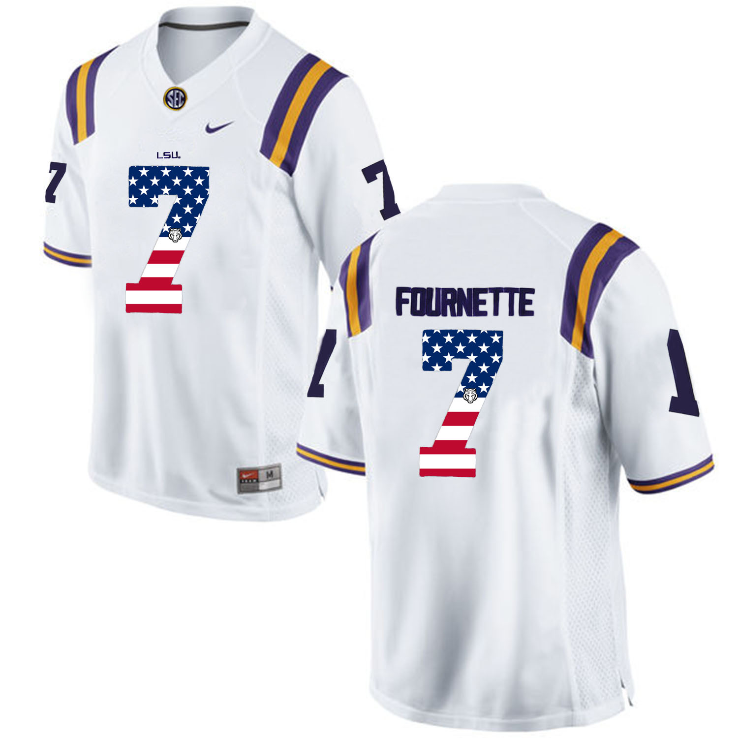 US Flag Fashion  Men LSU Tigers Leonard Fournette #7 College Football Limited Jersey  White